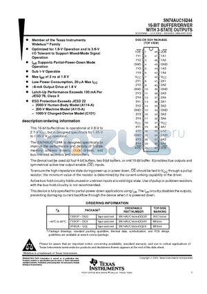 SN74AUC16244DGVR datasheet - 16-BIT BUFFER/DRIVER WITH 3-STATE OUTPUTS