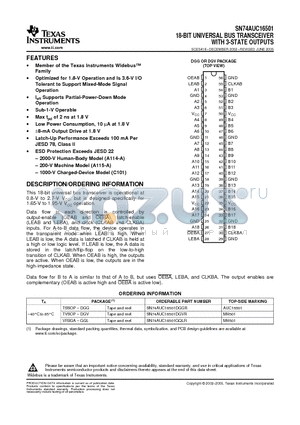 SN74AUC16501DGV datasheet - 18-BIT UNIVERSAL BUS TRANSCEIVER WITH 3-STATE OUTPUTS
