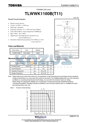 TLWWK1100BT11 datasheet - Panel Circuit Indicator