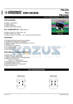 PSLC12-T13 datasheet - LOW CAPACITANCE TVS ARRAY