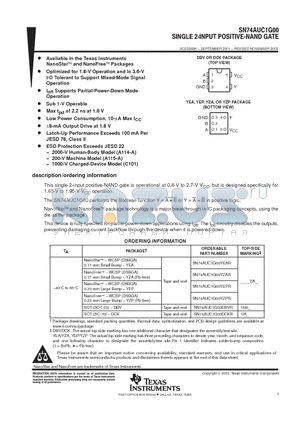 SN74AUC1G00YZAR datasheet - SINGLE 2 INPUT POSITIVE NAND GATE