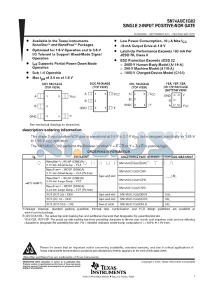 SN74AUC1G02 datasheet - SINGLE 2-INPUT POSITIVE-NOR GATE