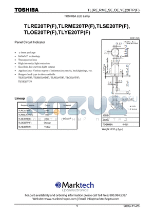 TLYE20TP datasheet - Panel Circuit Indicator