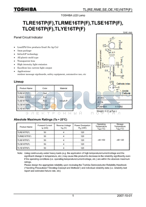 TLYE16TP datasheet - Panel Circuit Indicator