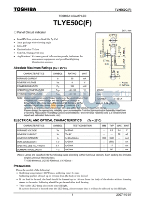 TLYE50C datasheet - Panel Circuit Indicator