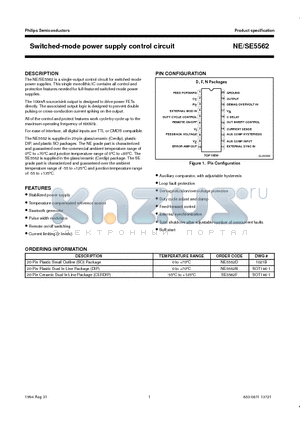 SE5562F datasheet - Switched-mode power supply control circuit