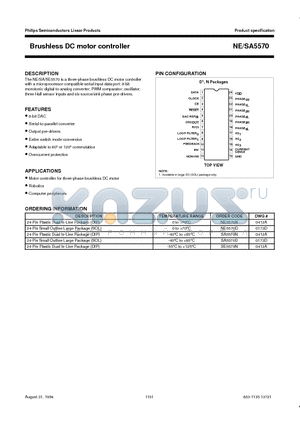 SE5570N datasheet - Brushless DC motor controller