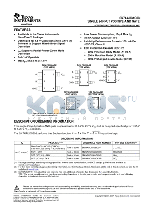 SN74AUC1G08DBVRE4 datasheet - SINGLE 2-INPUT POSITIVE-AND GATE