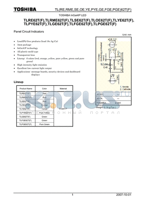 TLYE62TF datasheet - Panel Circuit Indicators
