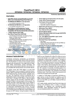 SST89E554-40-C-TQJ datasheet - FlashFlex51 MCU