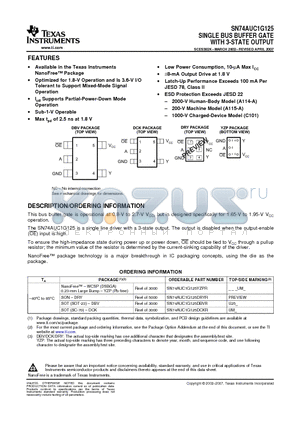 SN74AUC1G125DRYR datasheet - SINGLE BUS BUFFER GATE WITH 3-STATE OUTPUT