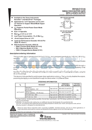 SN74AUC1G126 datasheet - SINGLE BUS BUFFER GATE WITH 3-STATE OUTPUT