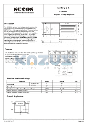 SE7908A datasheet - Negative Voltage Regulator