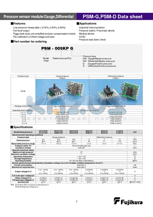 PSM-002KPG datasheet - Pressure sensor module/Gauge,Differential