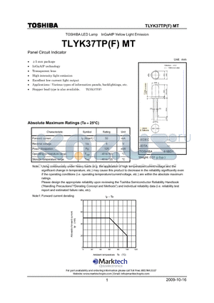 TLYK37TPFMT datasheet - TOSHIBA LED Lamp InGaAP Yellow Light Emission