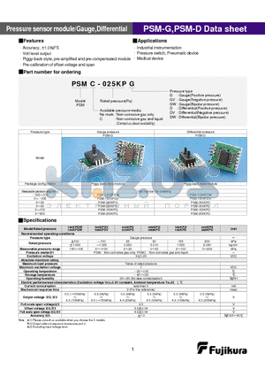PSM-100KPGV datasheet - Pressure sensor module/Gauge,Differential