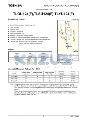 TLYU124F datasheet - Panel Circuit Indicator