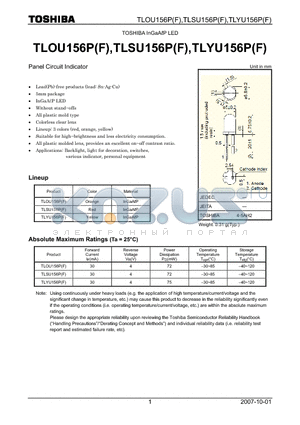 TLYU156PF datasheet - Panel Circuit Indicator