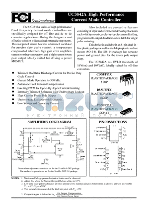 UC3842A datasheet - High Performance Current Mode Controller