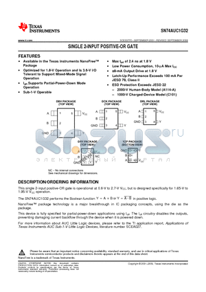 SN74AUC1G32DBVR datasheet - SINGLE 2-INPUT POSITIVE-OR GATE