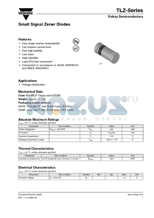 TLZ datasheet - Small Signal Zener Diodes