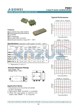 PSM3-3-6 datasheet - 3 way 0 power Combiner/Splitter