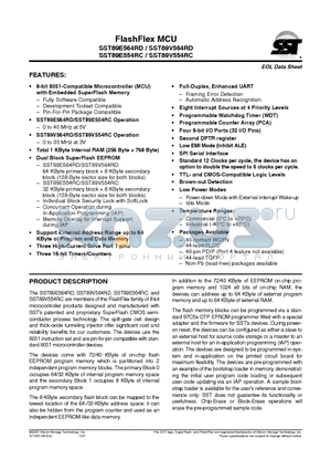 SST89E564RD-40-C-PI datasheet - FlashFlex MCU