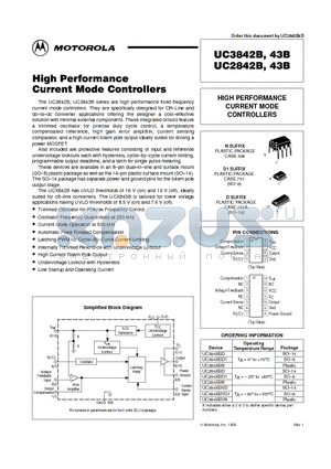 UC3842BD1 datasheet - HIGH PERFORMANCE CURRENT MODE CONTROLLERS