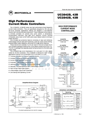 UC3842BVN datasheet - HIGH PERFORMANCE CURRENT MODE CONTROLLERS