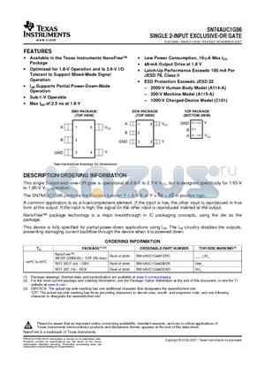 SN74AUC1G86 datasheet - SINGLE 2-INPUT EXCLUSIVE-OR GATE