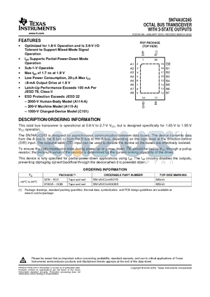 SN74AUC245GQNR datasheet - OCTAL BUS TRANSCEIVER WITH 3 STATE OUTPUTS