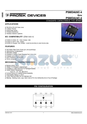 PSMDA05C-4-LF-T13 datasheet - STANDARD CAPACITANCE TVS ARRAY