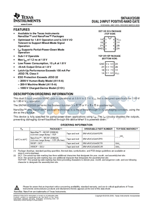 SN74AUC2G00YEPR datasheet - DUAL 2-INPUT POSITIVE-NAND GATE