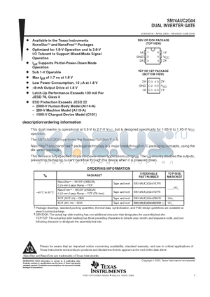 SN74AUC2G04 datasheet - DUAL INVERTER GATE