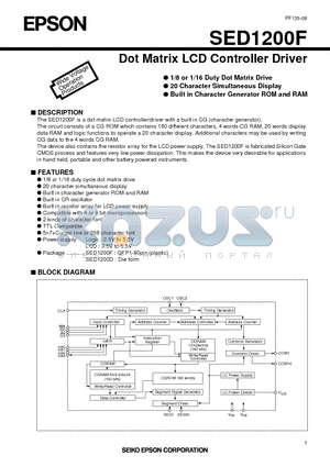 SED1200F datasheet - Dot Matrix LCD Controller Driver