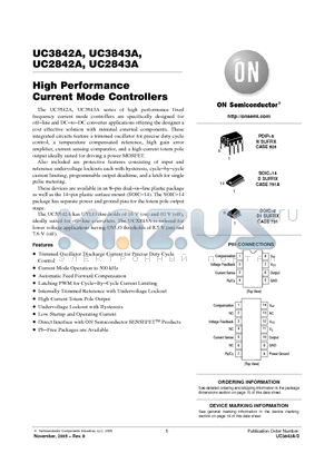 UC3843AN2G datasheet - High Performance Current Mode Controllers