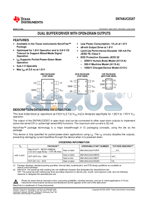 SN74AUC2G07DCKR datasheet - DUAL BUFFER/DRIVER WITH OPEN-DRAIN OUTPUTS