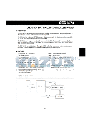 SED1278F0B datasheet - CMOS DOT MATRIX LCD CONTROLLER DRIVER