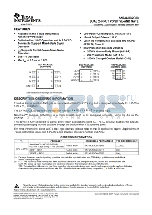 SN74AUC2G08DCTRG4 datasheet - DUAL 2-INPUT POSITIVE-AND GATE