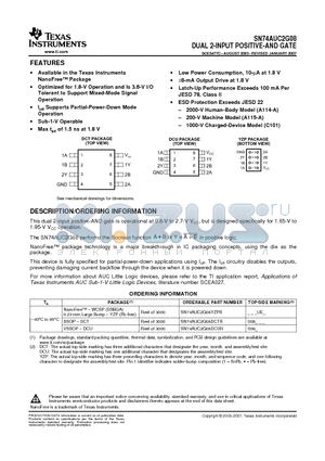 SN74AUC2G08DCURE4 datasheet - DUAL 2-INPUT POSITIVE-AND GATE