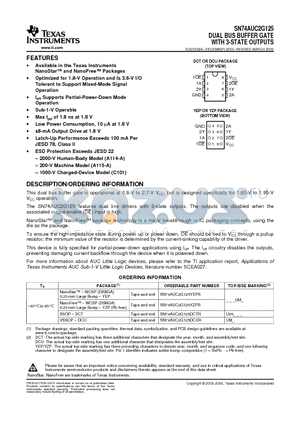 SN74AUC2G125DCUR datasheet - DUAL BUS BUFFER GATE WITH 3-STATE OUTPUTS
