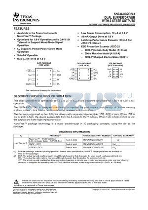 SN74AUC2G241 datasheet - DUAL BUFFER/DRIVER WITH 3-STATE OUTPUTS