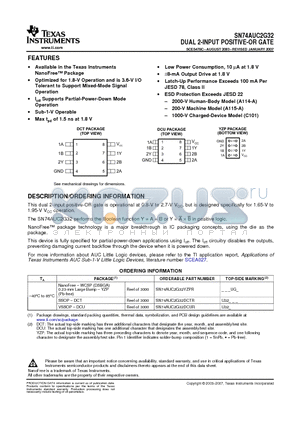 SN74AUC2G32DCTRE4 datasheet - DUAL 2-INPUT POSITIVE-OR GATE