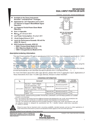 SN74AUC2G32DCUR datasheet - DUAL 2 INPUT POSITIVE OR GATE