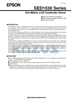 SED1532DB datasheet - DOT MATRIX LCD CONTROLLER DRIVER