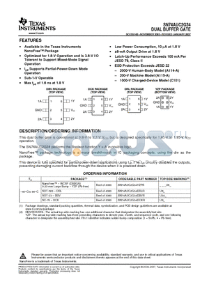 SN74AUC2G34DCKRE4 datasheet - DUAL BUFFER GATE