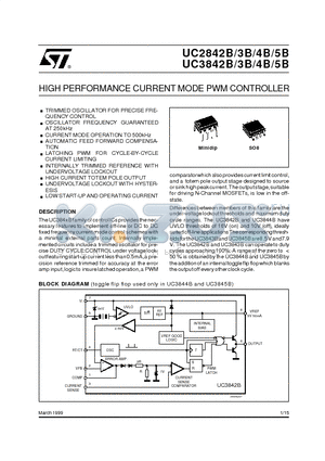 UC3844BN datasheet - HIGH PERFORMANCE CURRENT MODE PWM CONTROLLER