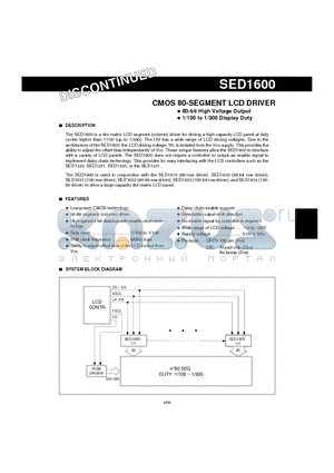 SED1600DAB datasheet - CMOS 80-SEGMENT LCD DRIVER