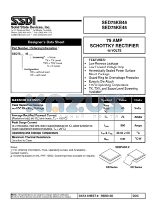 SED75KB45_1 datasheet - SCHOTTKY RECTIFIER