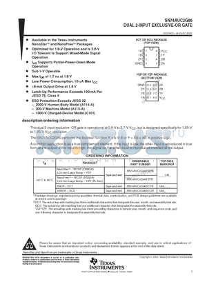 SN74AUC2G86DCUR datasheet - DUAL 2-INPUT EXCLUSIVE-OR GATE